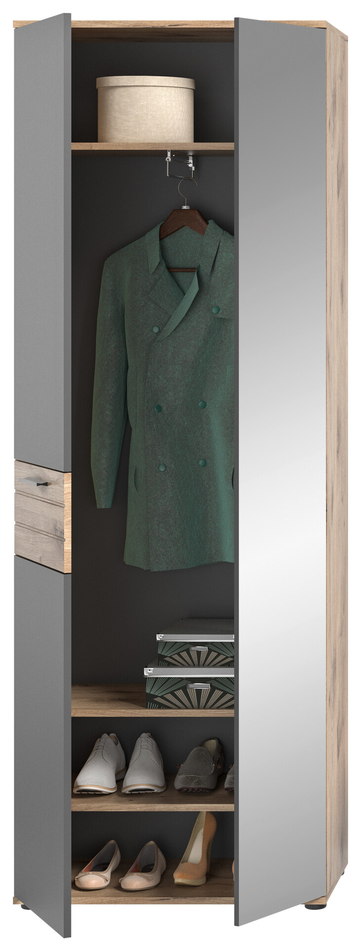 Garderobenschrank Mason Nox Oak Nachbildung dunkelgrau B/H/T: ca. 70x200x37 cm