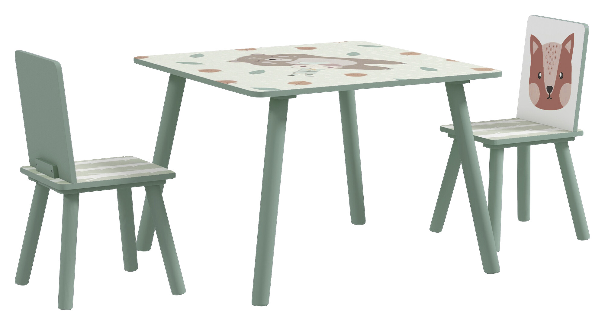 ZONEKIZ Kinder Sitzgruppe grün Kiefer B/H/L: ca. 60x44x60 cm