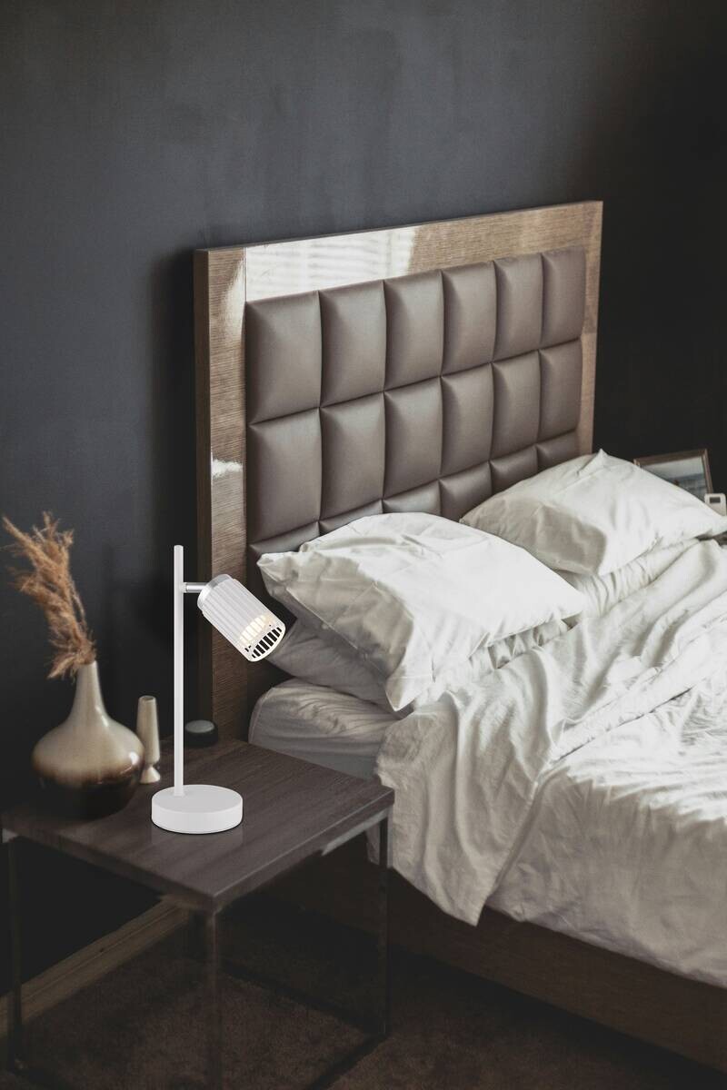 GLOBO Tischleuchte weiß Metall Aluminium B/H/T/L: ca. 12x35x16,5x16,5 cm GU10 1 Brennstellen