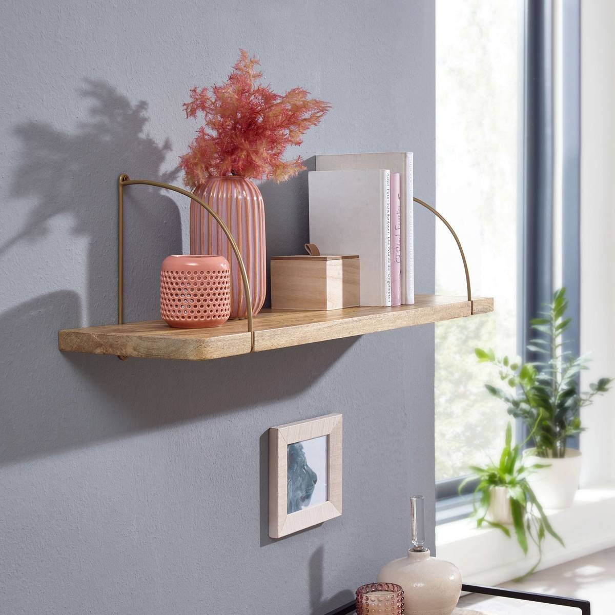 Wandregal braun Holz B/H/T: ca. 60x25x22 cm