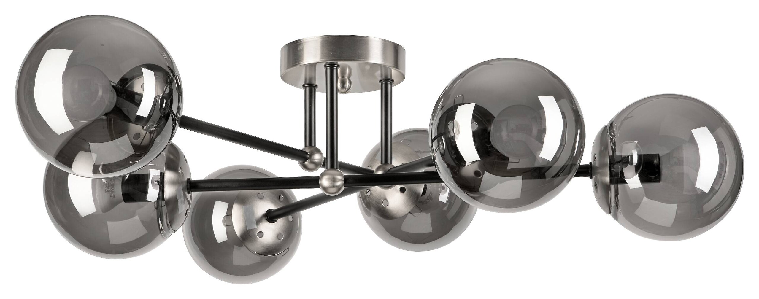 Lamkur Anbauleuchte Malena Chrom schwarz Glas Stahl B/H/L: ca. 64x20x64 cm E14 6 Brennstellen