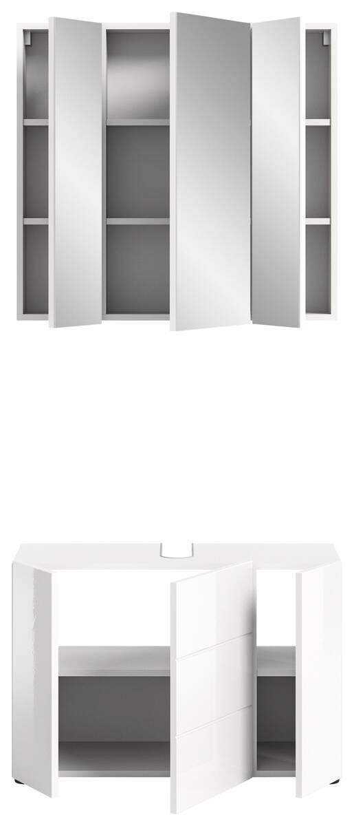 Badezimmer-Set VIRA weiß weiß Hochglanz B/H/T: ca. 82x190x34 cm