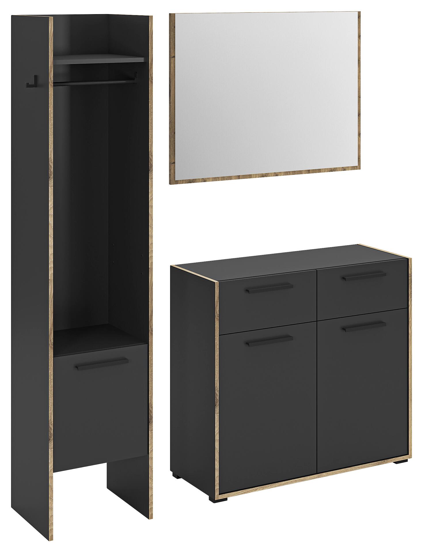 Garderobe Bueno Basalt Nox Oak Nachbildung B/H/T: ca. 152x189x37 cm