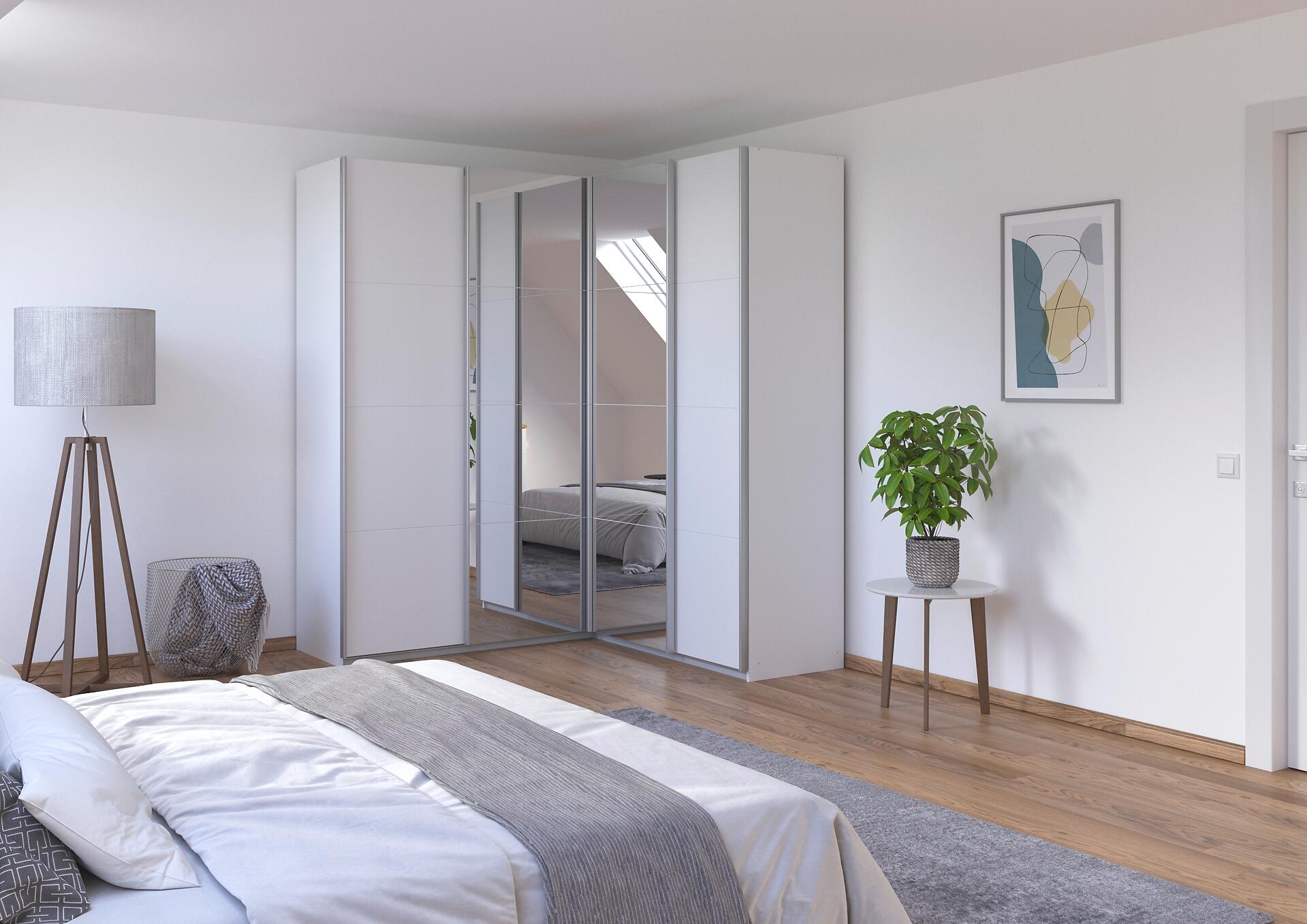 Schwebetürenschrank Quadra Alpinweiß B/H/T: ca. 187x229x181 cm