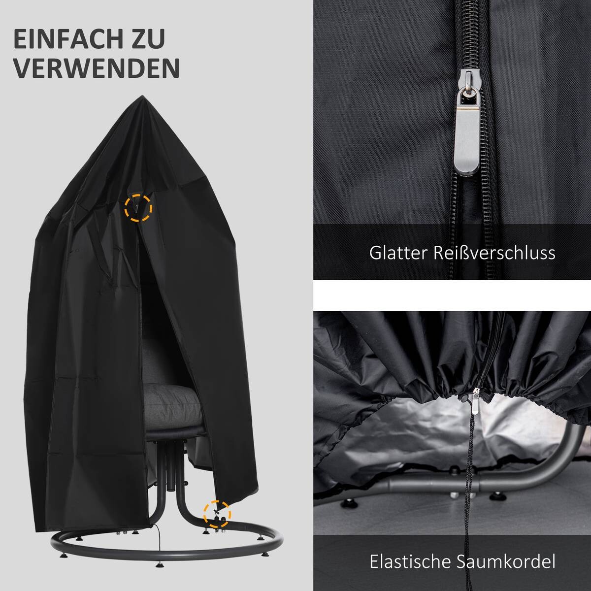 Outsunny Schutzhülle mit Tasche schwarz Kunststoff H/D: ca. 190x115 cm