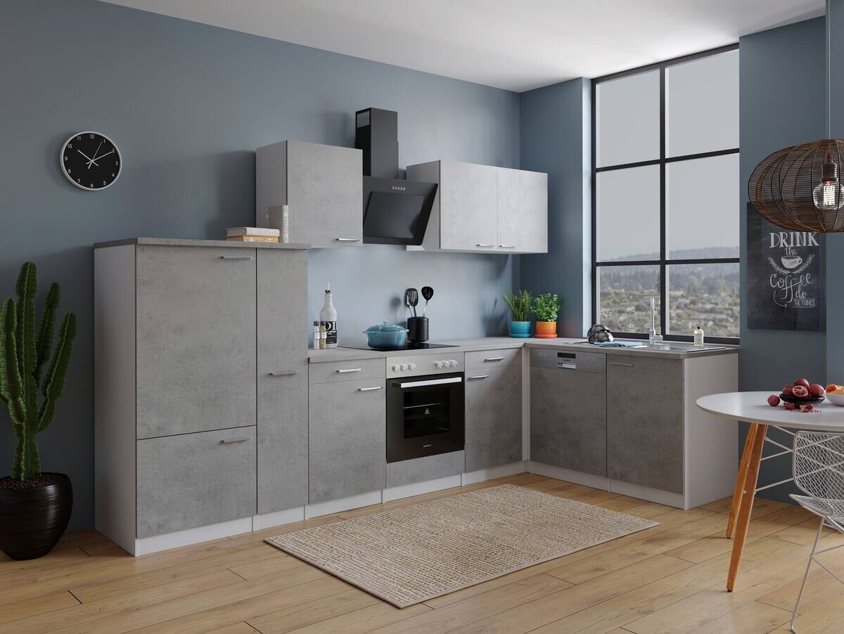 Respekta Winkelküche Malia Beton Optik B/H/T: ca. 310x200x172 cm