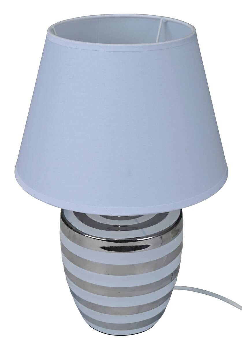 POCOline Keramik_Tischleuchte Annelie silber weiß Keramik B/H/L: ca. 25x37x26 cm E14 1 Brennstellen