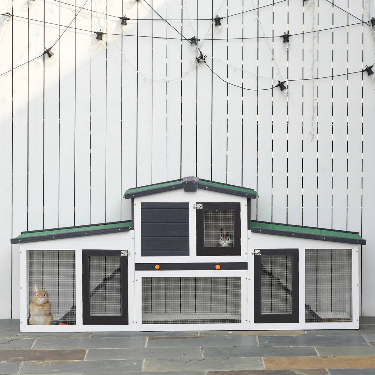 PawHut Kleintierstall weiß Holz B/H/L: ca. 45x80x204 cm