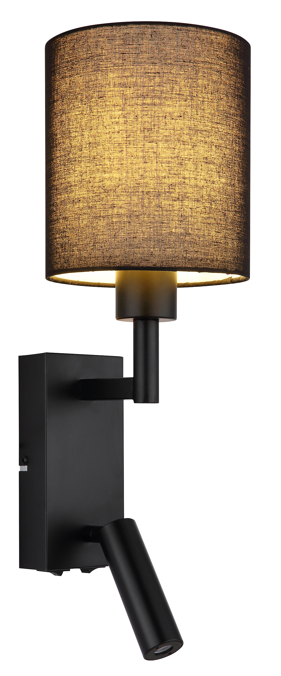 GLOBO Wandleuchte schwarz Metall B/H/L: ca. 17x45,5x15 cm E27 2 Brennstellen