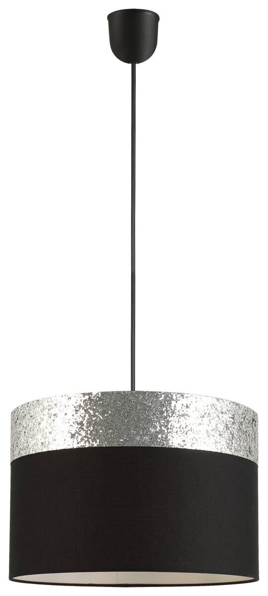 POCOline Pendelleuchte Romka schwarz silber Metall L/D: ca. 120x30 cm E27 1 Brennstellen