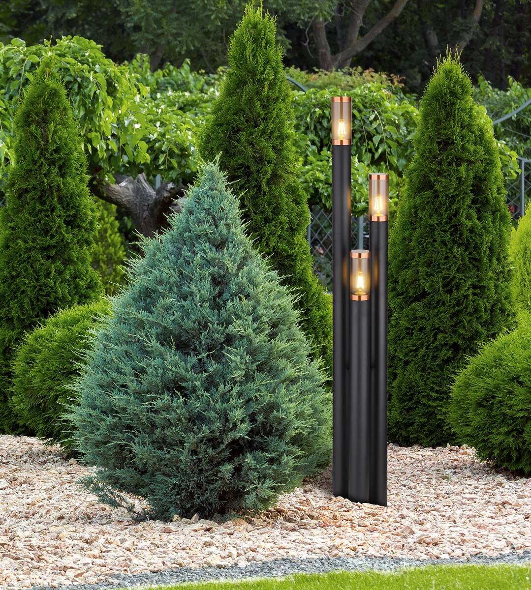 Außenleuchte Kupfer schwarz Rauch H/D: ca. 170x28 cm