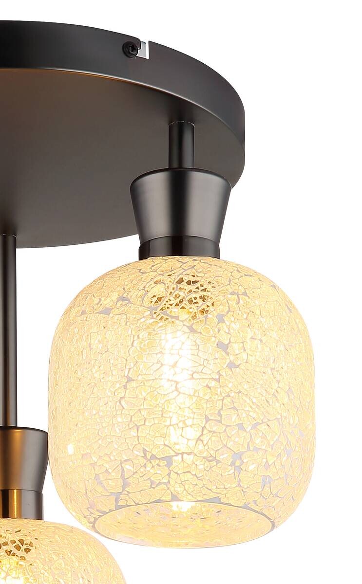 GLOBO Deckenleuchte Chrom schwarz Metall Glas B/H/L: ca. 21x32x29 cm 3 Brennstellen