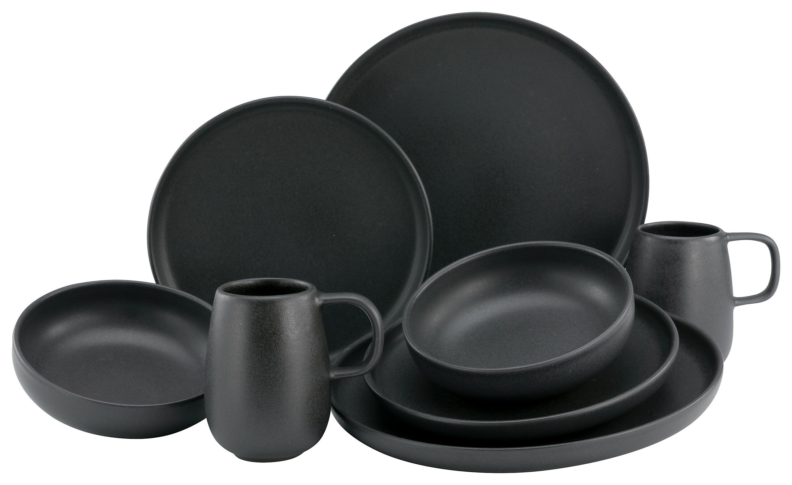 CreaTable Kombiservice Uno schwarz Steinzeug 16 tlg.