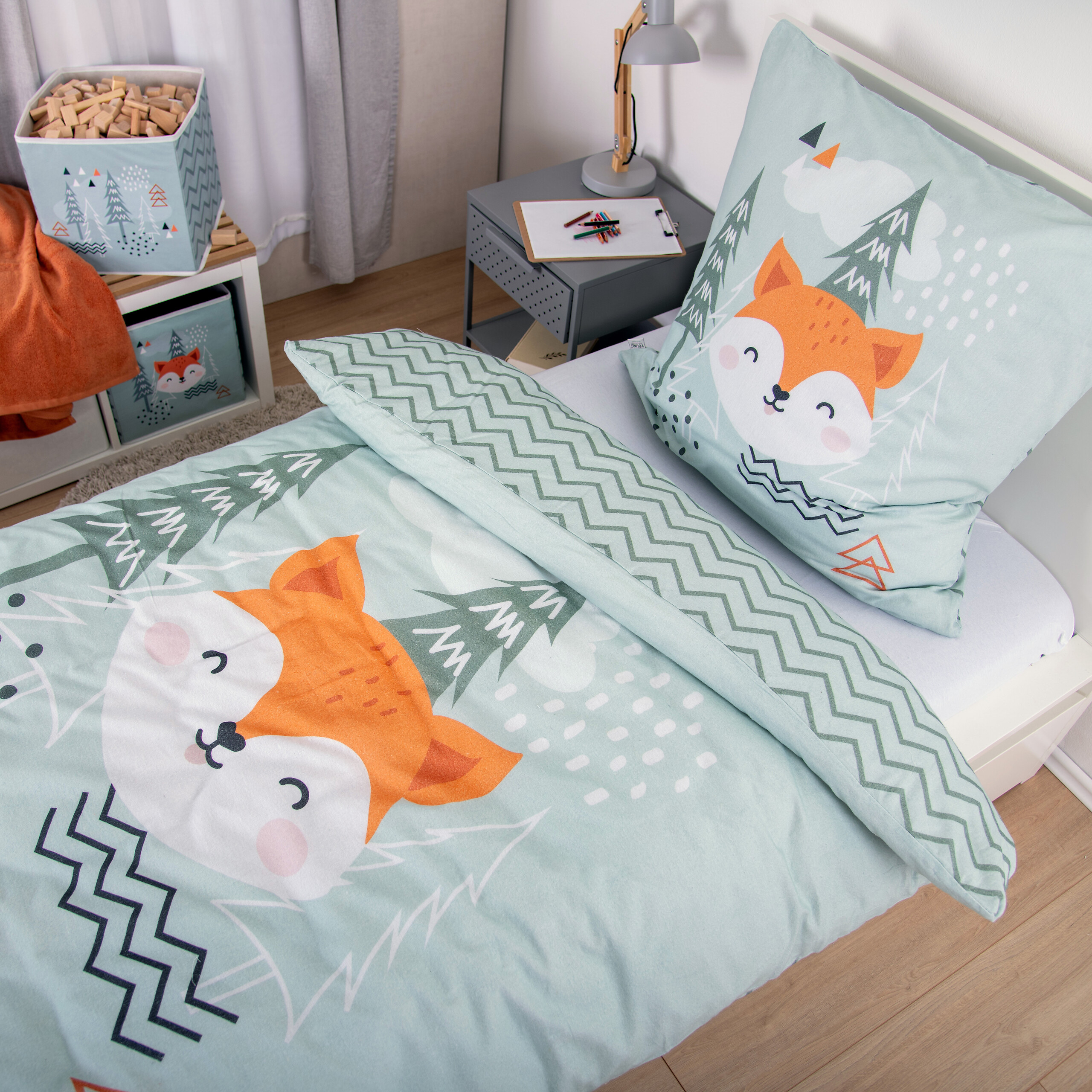 Baumwoll Bettwäsche Nordic Forest grün Baumwolle