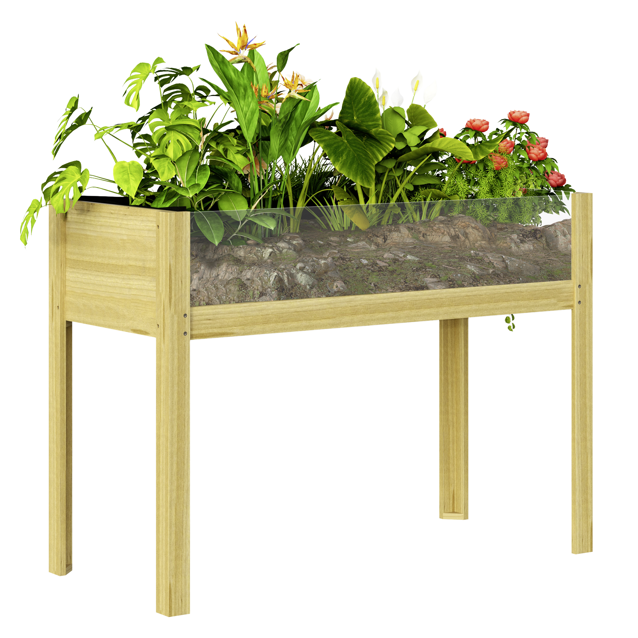 Outsunny Hochbeet natur Holz B/H/L: ca. 50x80x110 cm