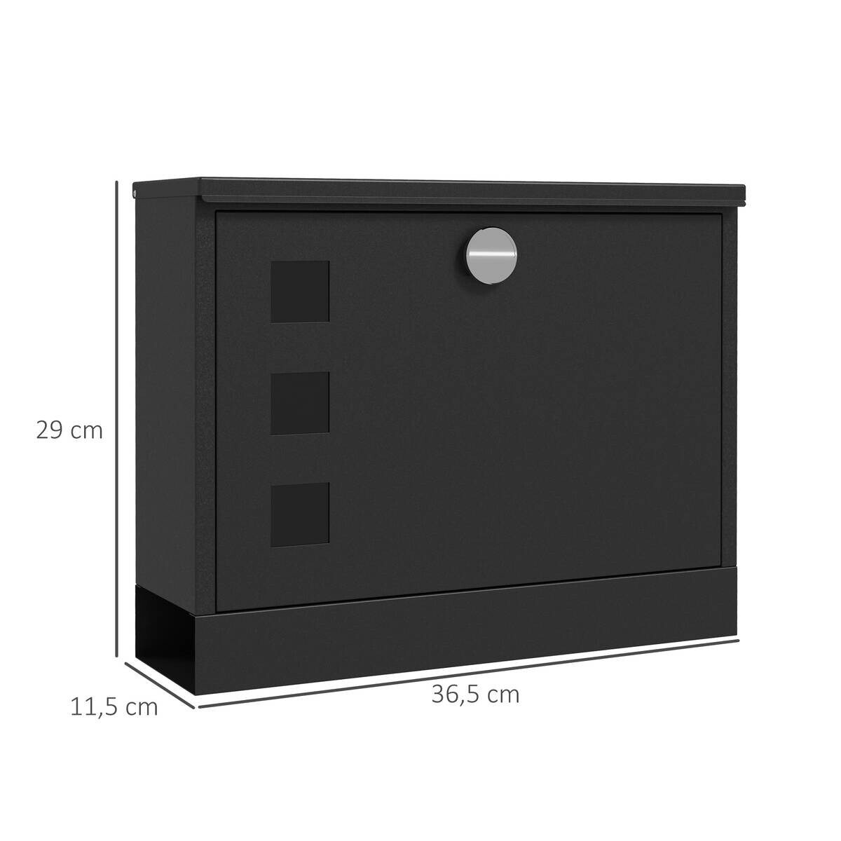 HOMCOM Briefkasten schwarz B/H/L: ca. 11,5x36,5x29 cm