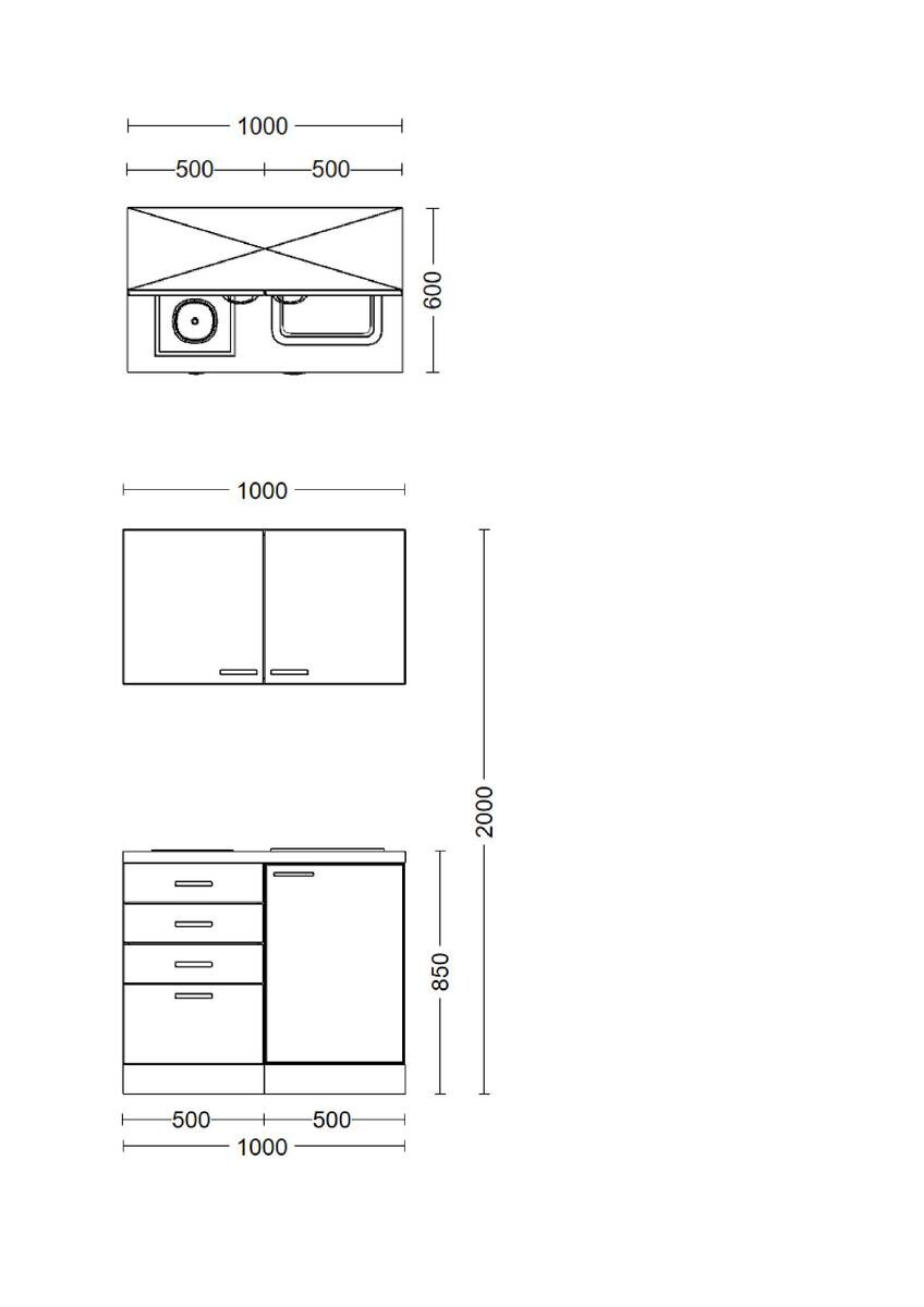 Küchenblock Cara grün B/H/T: ca. 100x200x60 cm