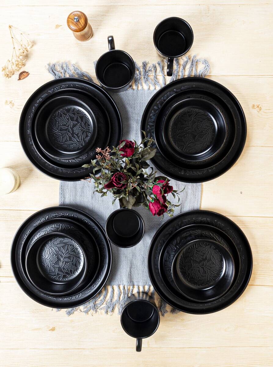 POCOline Kombiservice schwarz Porzellan 16 tlg.