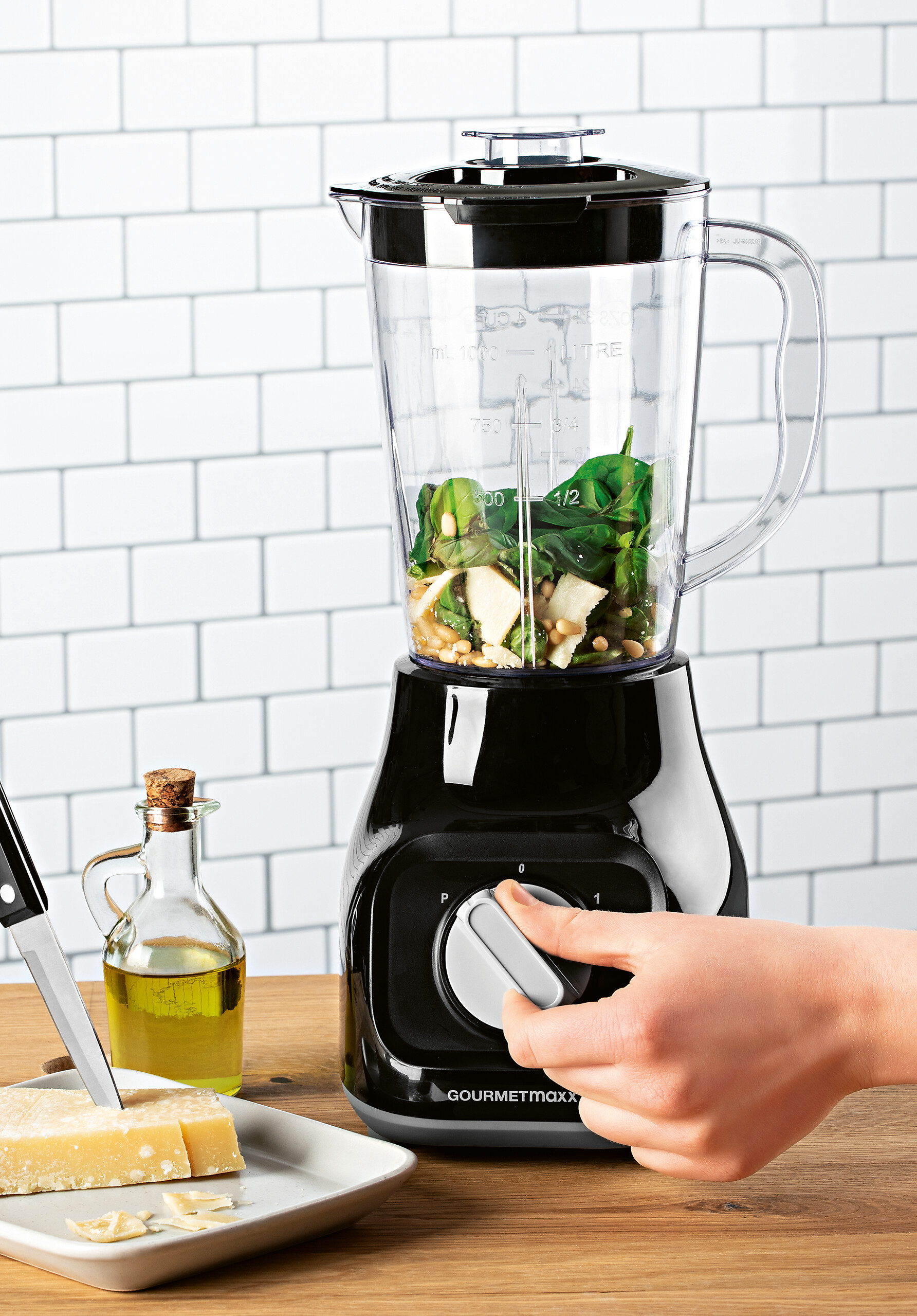 GOURMETmaxx Standmixer schwarz Edelstahl B/H/L: ca. 17,5x37,5x21 cm