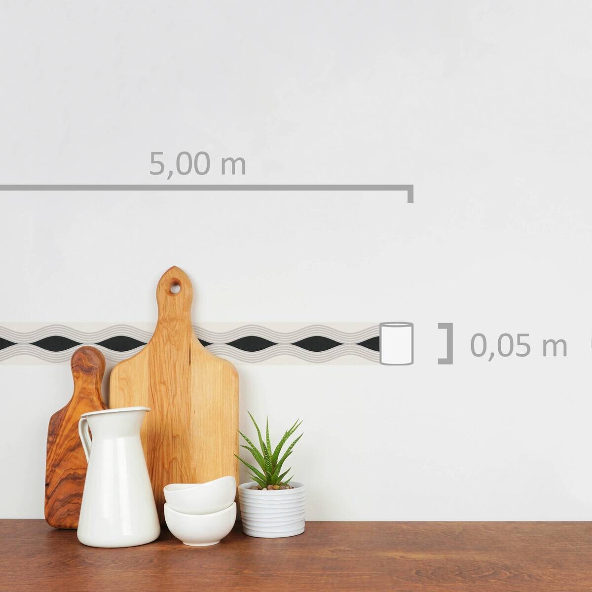 A.S.Creation Bordüre weiß grau schwarz B/H/D: ca. 5x500x8 cm