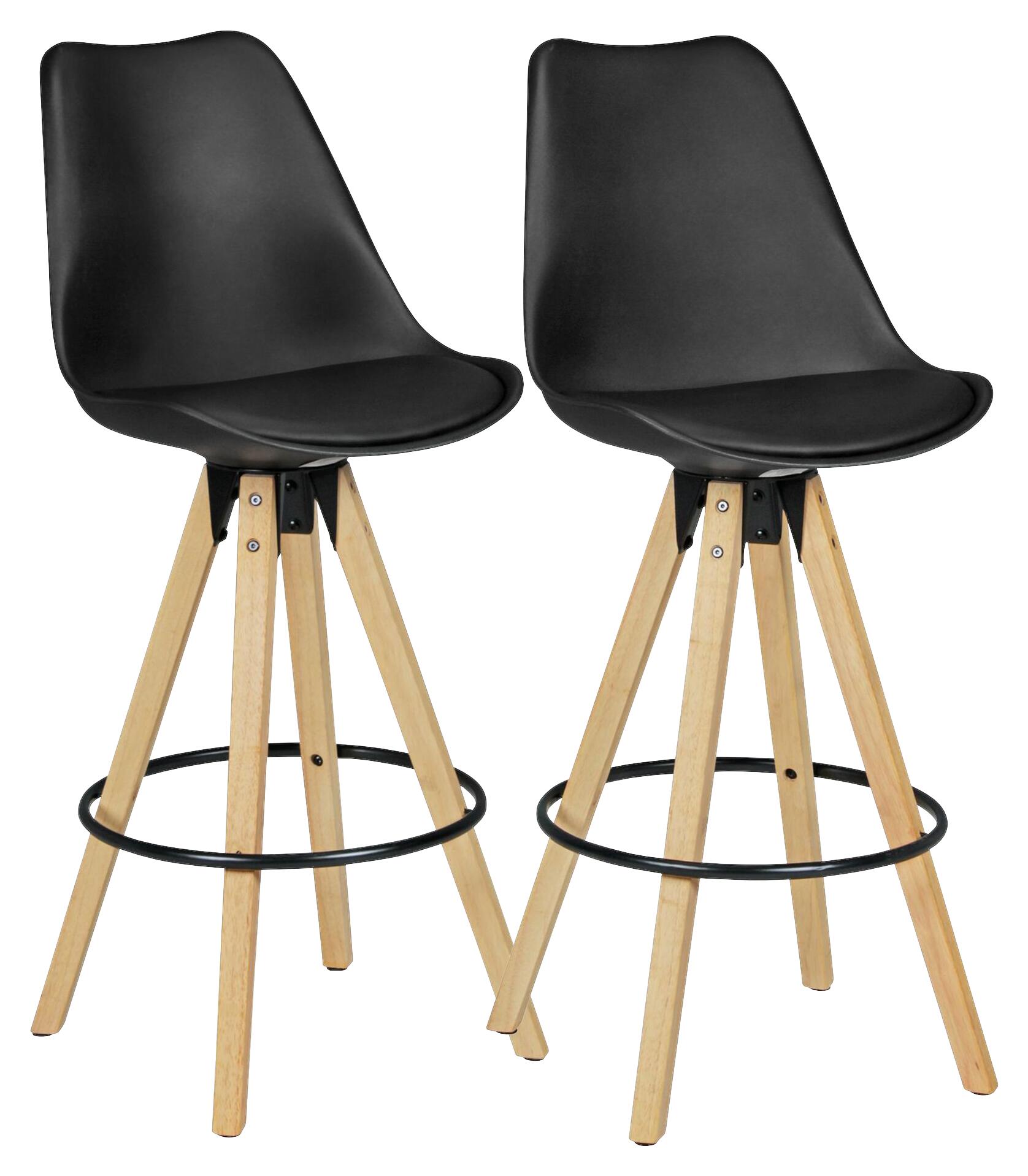 Barhocker 2er-Set schwarz Kunstleder B/H/T: ca. 44x113x39 cm