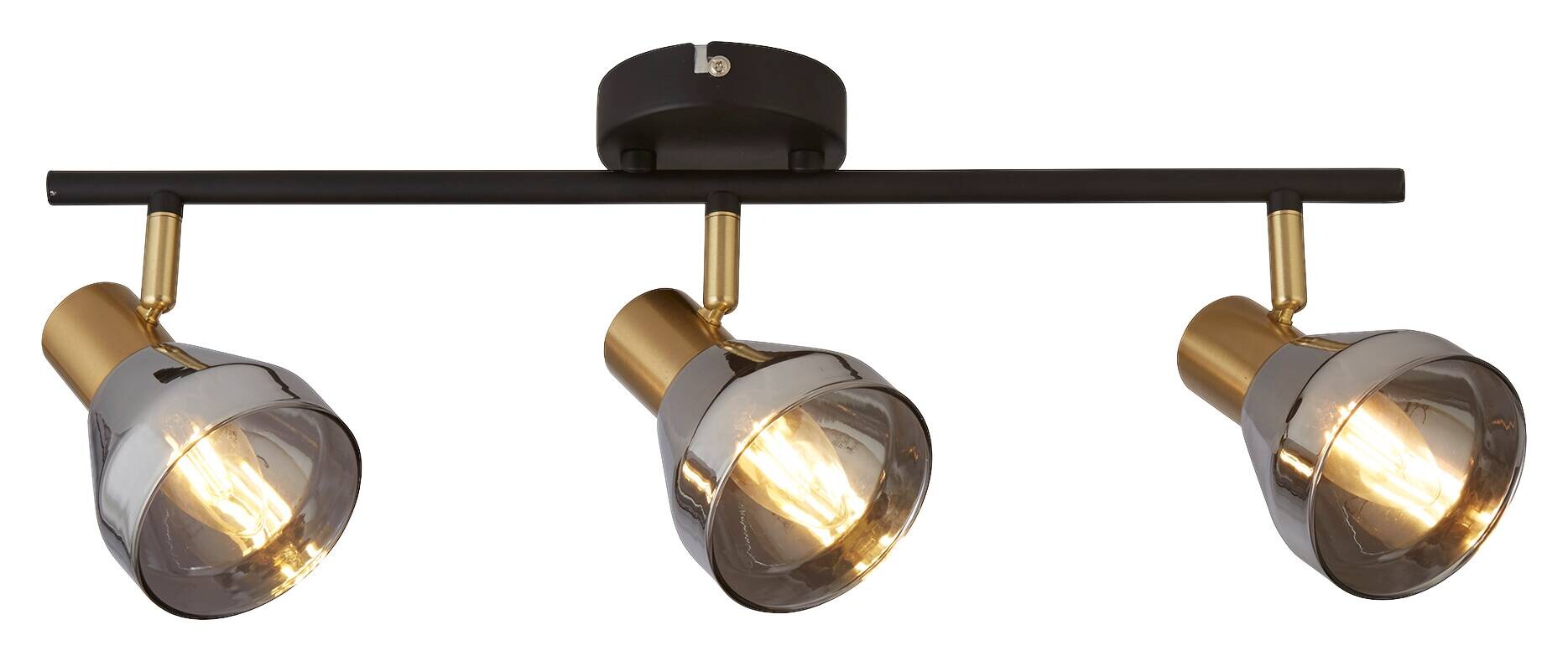 Searchlight Strahler Westminster messing schwarz Stahl Glas B/H/L: ca. 19x19,5x59 cm E14 3 Brennstellen