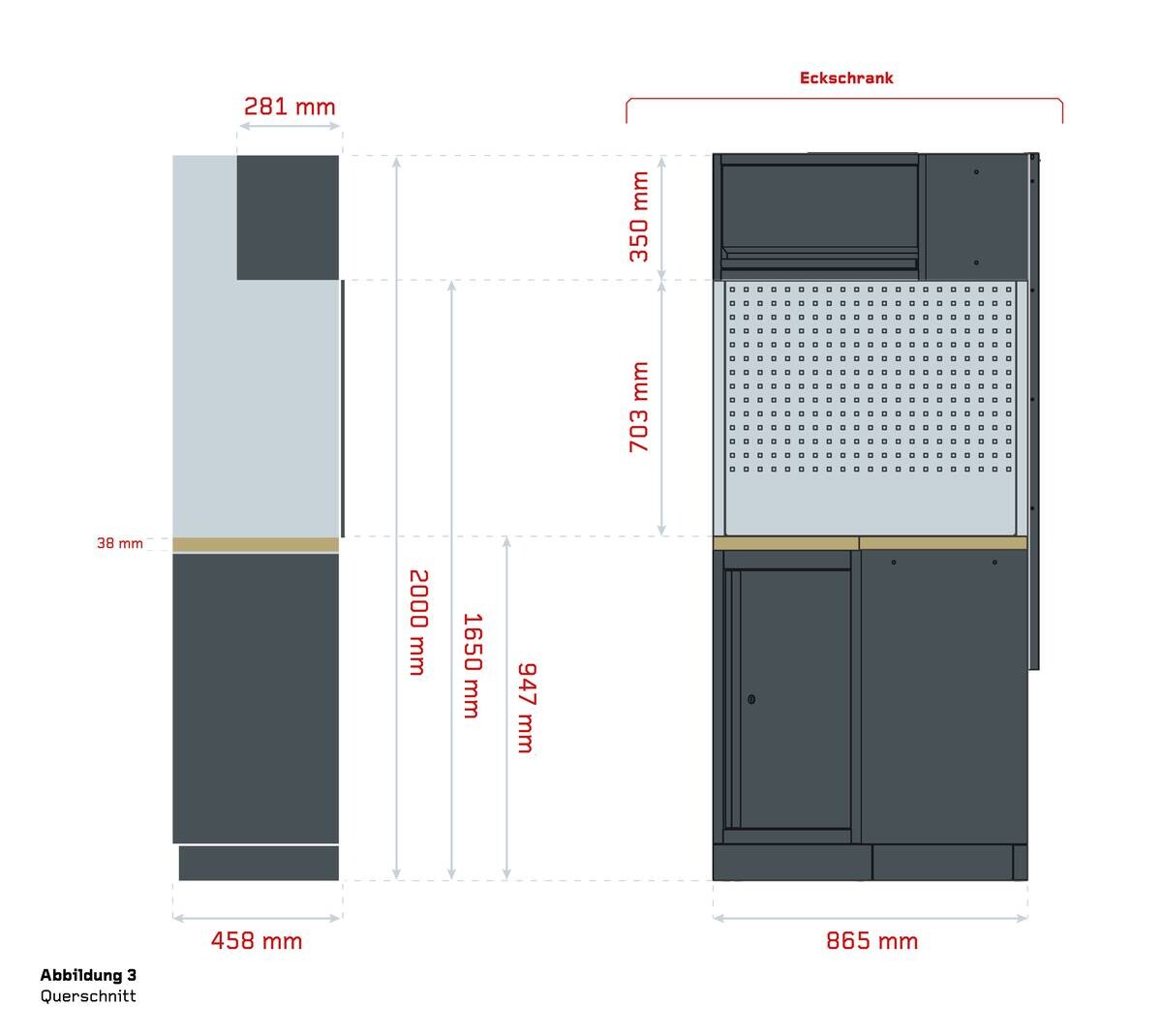 Werkstatteinrichtung Apollo anthrazit B/H/L: ca. 513x200x46 cm