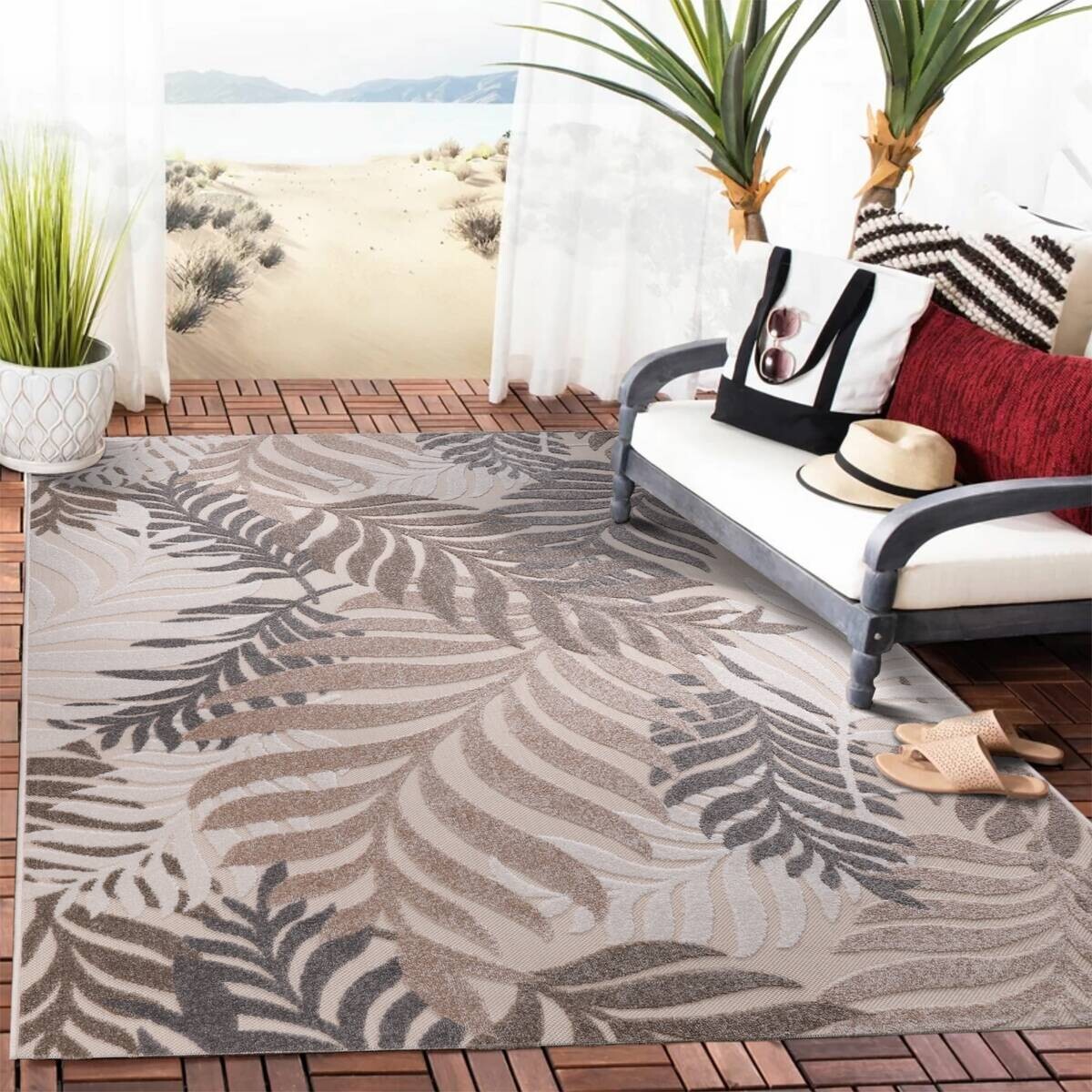 Sanat Outdoorteppich FLORAL creme B/L: ca. 160x230 cm