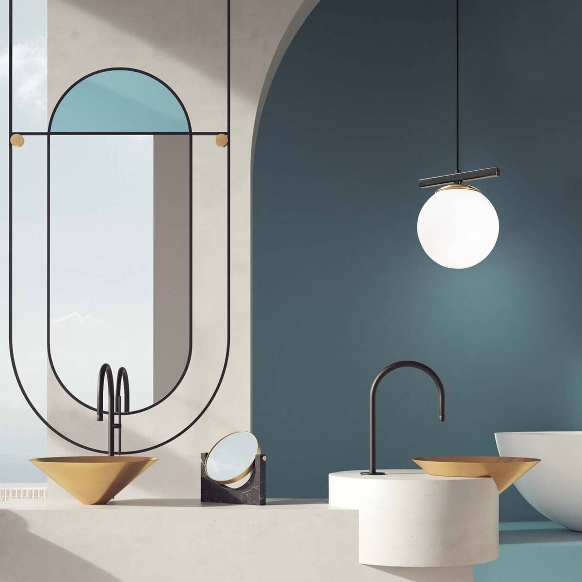 Opviq Pendelleuchte Uzum weiß schwarz Metall B/H/T/L/D: ca. 15x124x15x17x15 cm E27 1 Brennstellen