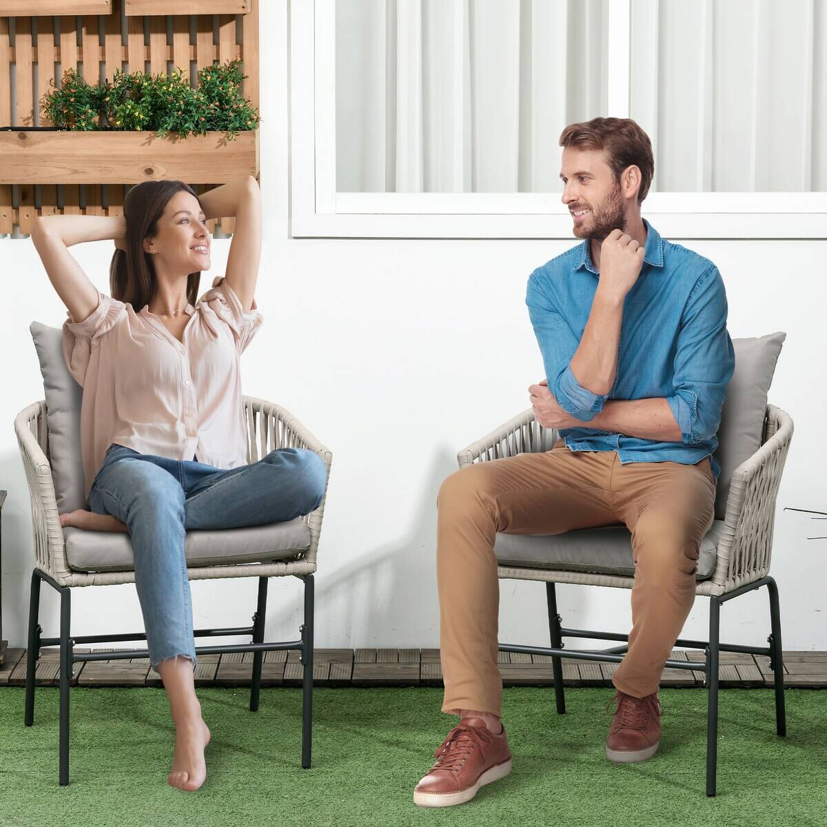 Outsunny Gartenstuhl grau Polyester B/H/L: ca. 60x57x71 cm