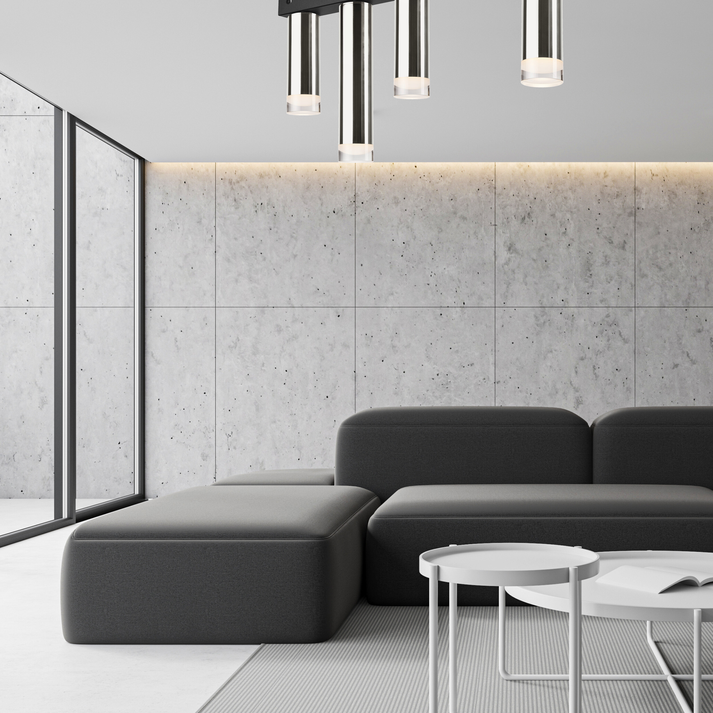 Lamkur Deckenleuchte schwarz Stahl B/H/L: ca. 8x31,5x60 cm E27 4 Brennstellen