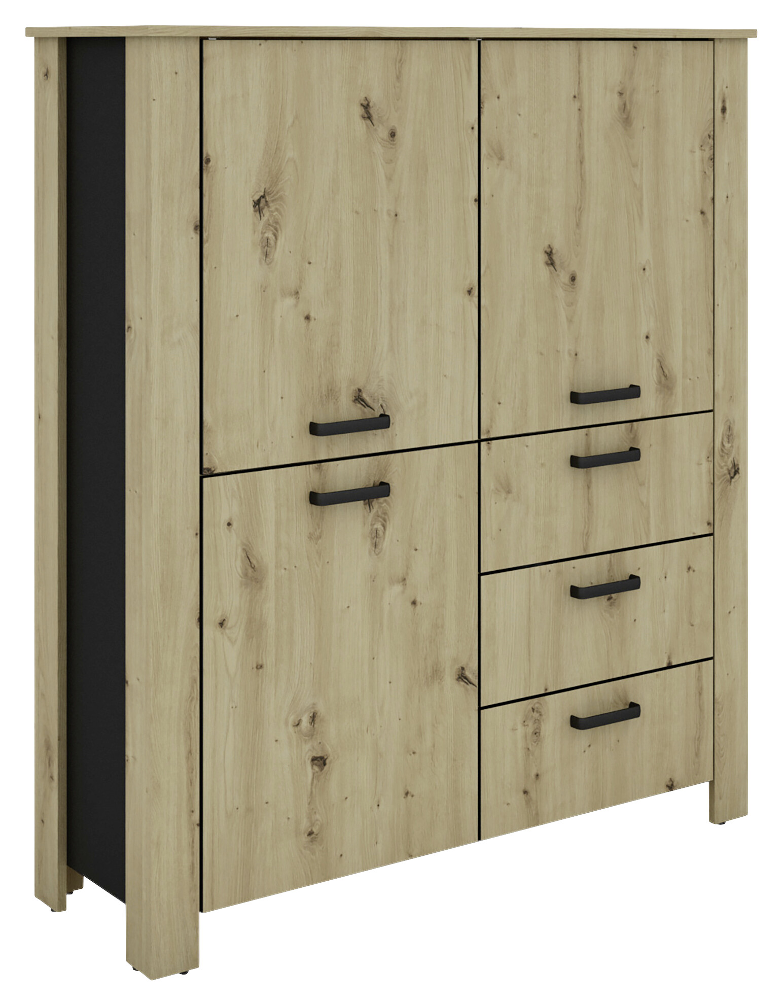 Highboard FARO Eiche schwarz B/H/T: ca. 120x137x40 cm