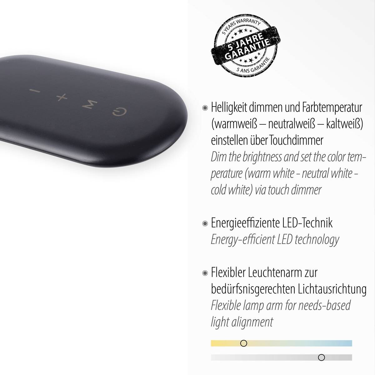 Just Light LED-Tischleuchte KELLY 14405-18 schwarz Kunststoff B/H/T: ca. 39x59,5x39 cm 1 Brennstellen