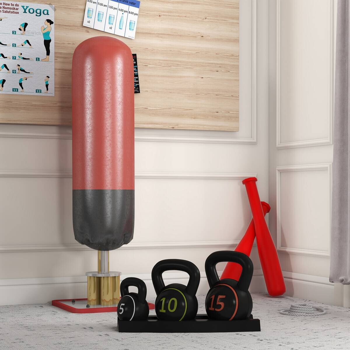 SPORTNOW Kettlebell schwarz Kunststoff B/H/L: ca. 18x24x18 cm