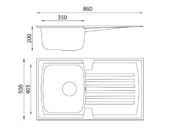 Respekta Einbauspüle Boston 86 x 50 S schwarz Mineralite B/H/T: ca. 86x20x50 cm