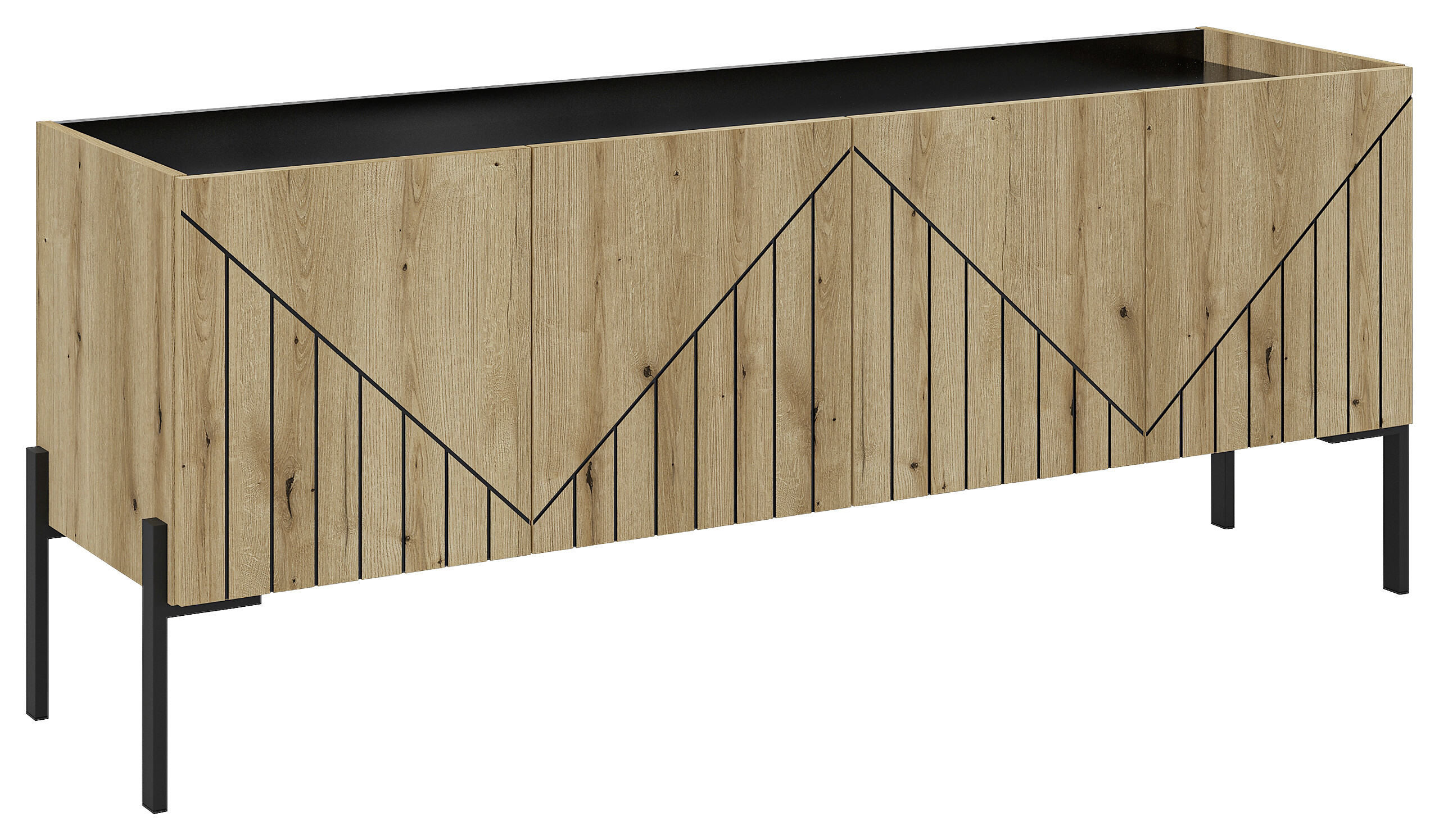 TV-Lowboard Neo Evoke Oak Nachbildung schwarz B/H/T: ca. 153x62x40 cm