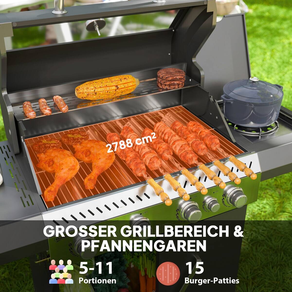 Outsunny Gasgrill Kunststoff B/H/L: ca. 54x110x135 cm