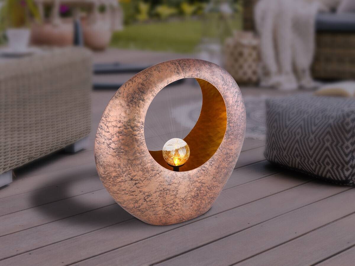 LED-Solarleuchte messing klar Metall B/H/T: ca. 13,5x37x35 cm