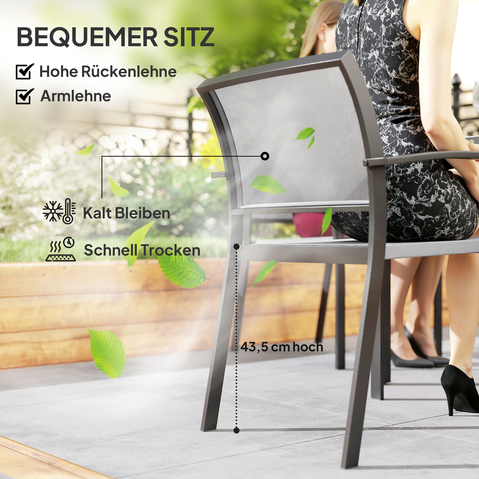 Outsunny Gartenmöbel-Set grau Kunststoff B/H/L: ca. 87x72x180 cm