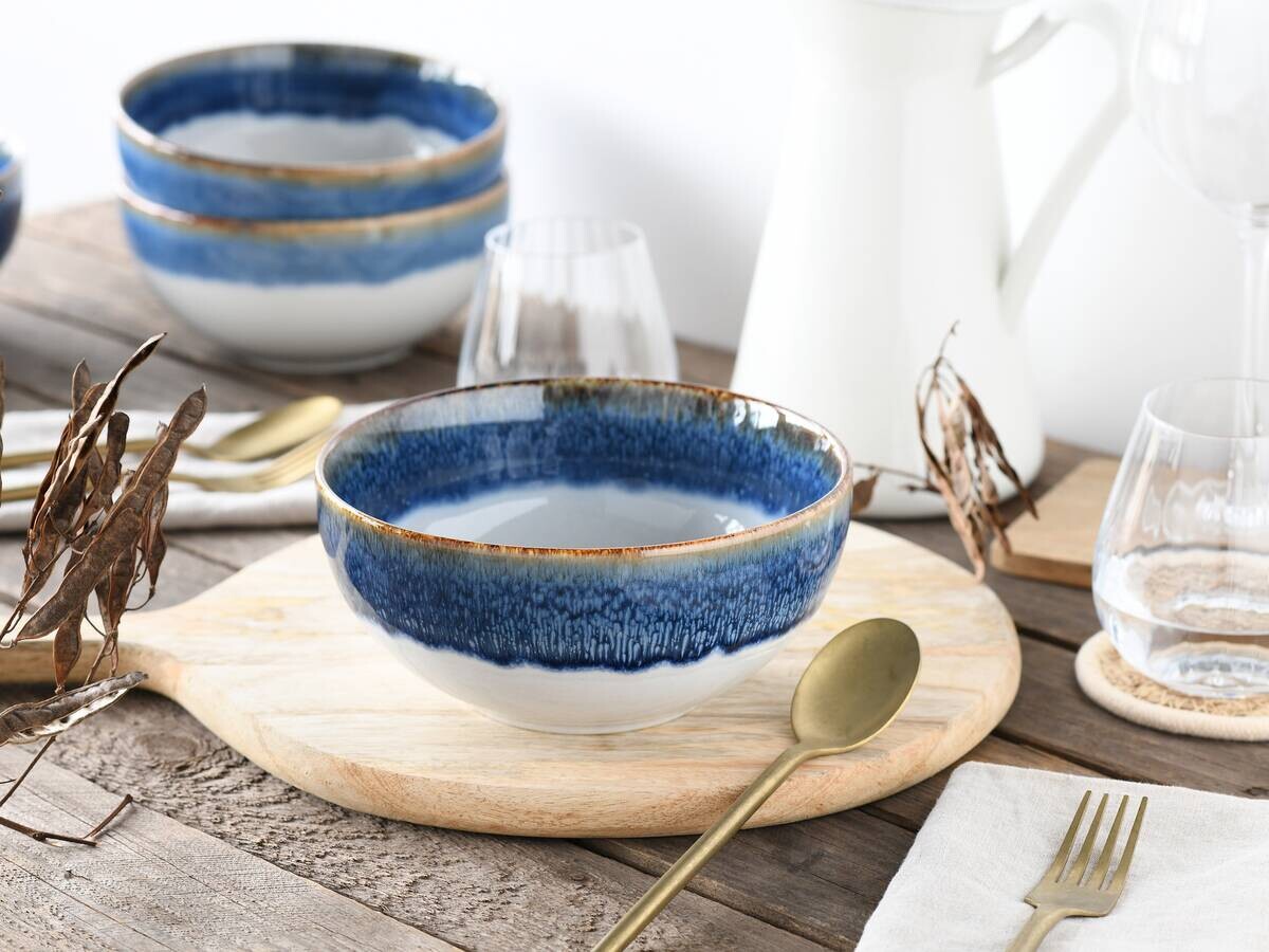 CreaTable Schüssel-Set Cascade blau Steinzeug