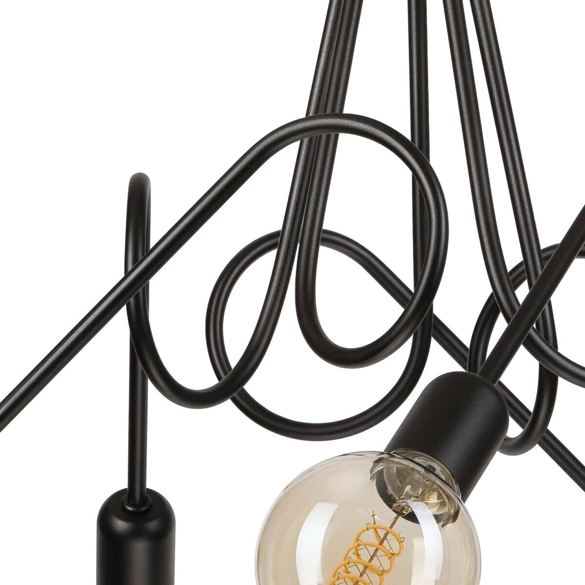 Lamkur Kronleuchter schwarz Stahl B/H/L: ca. 39x54x54 cm E27 5 Brennstellen