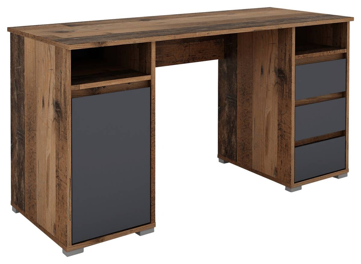 Schreibtisch LOBO Eiche Old Wood Nachbildung anthrazit B/H/T: ca. 138x75x55 cm