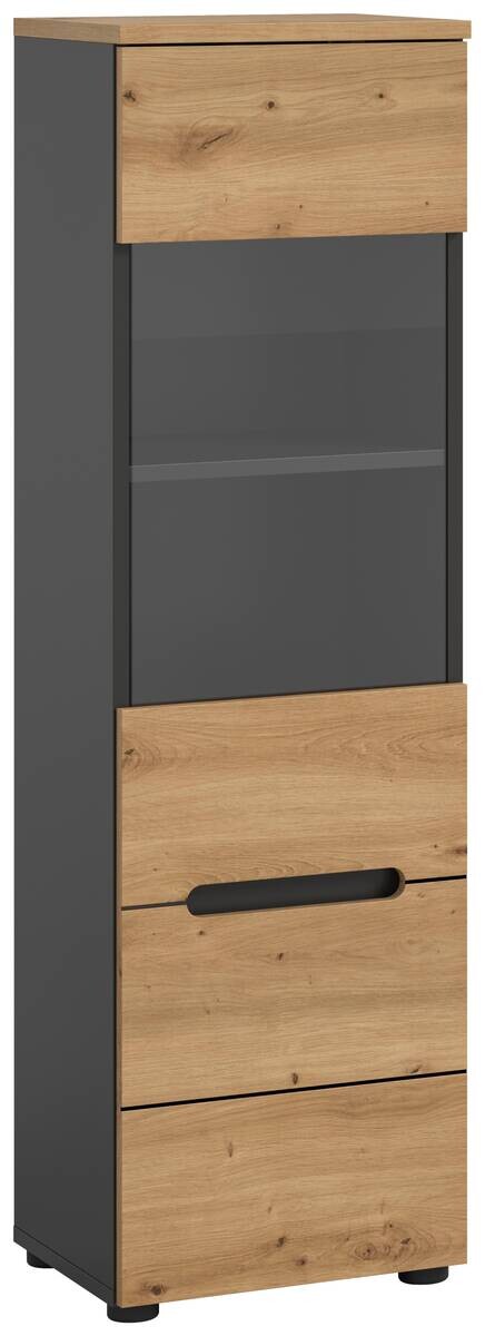 Vitrine Canu basaltgrau Nachbildung Artisan Oak Nachbildung B/H/T: ca. 36x125x33 cm