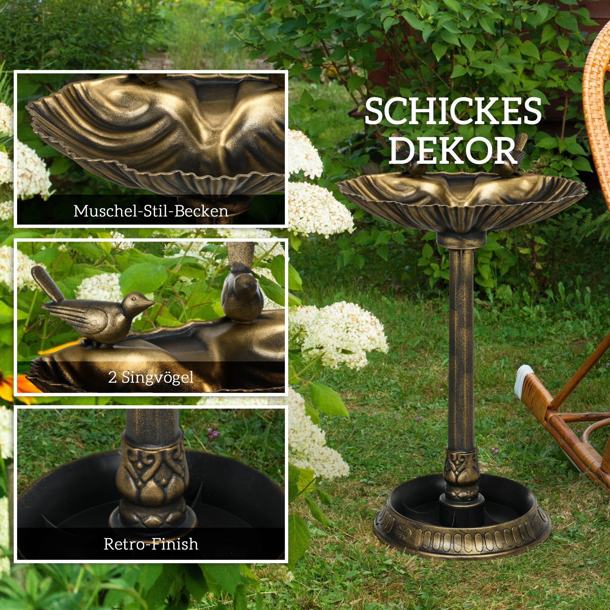 Outsunny Vogeltränke bronze Kunststoff B/H/L: ca. 38x81x49,5 cm