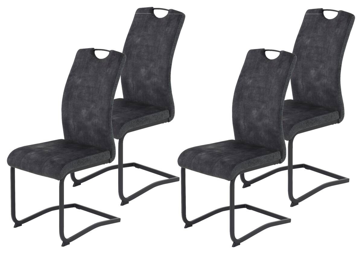 Schwingstuhl Riga, 4er-Set anthrazit Webstoff B/H/T: ca. 44x100x60 cm