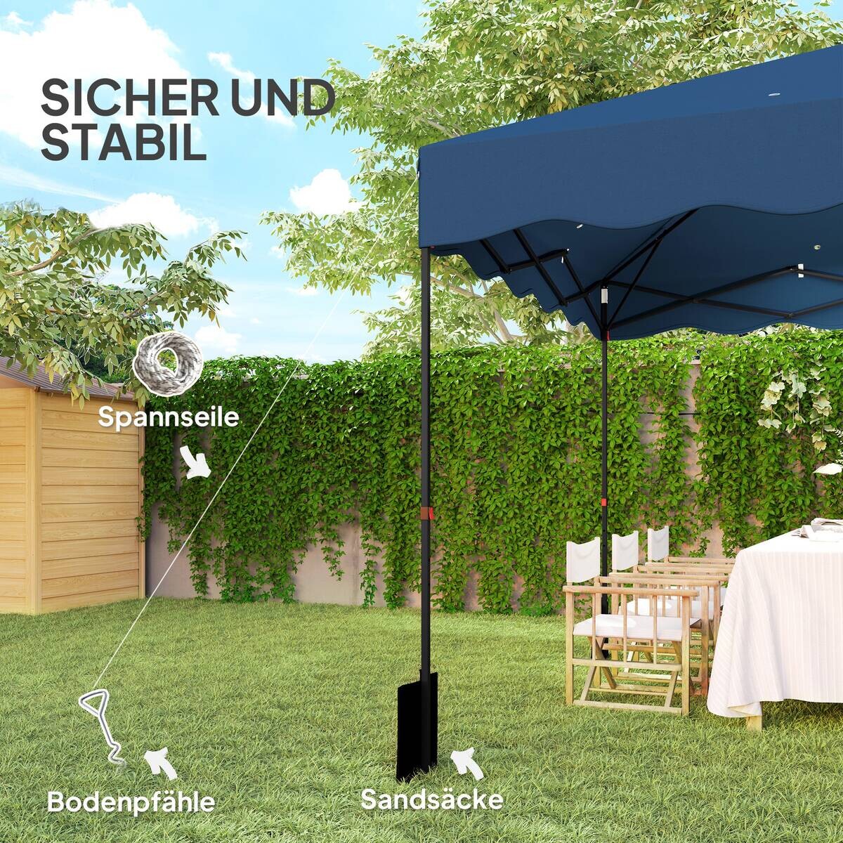 Outsunny Pavillon blau Metall B/H/L: ca. 297x287x297 cm