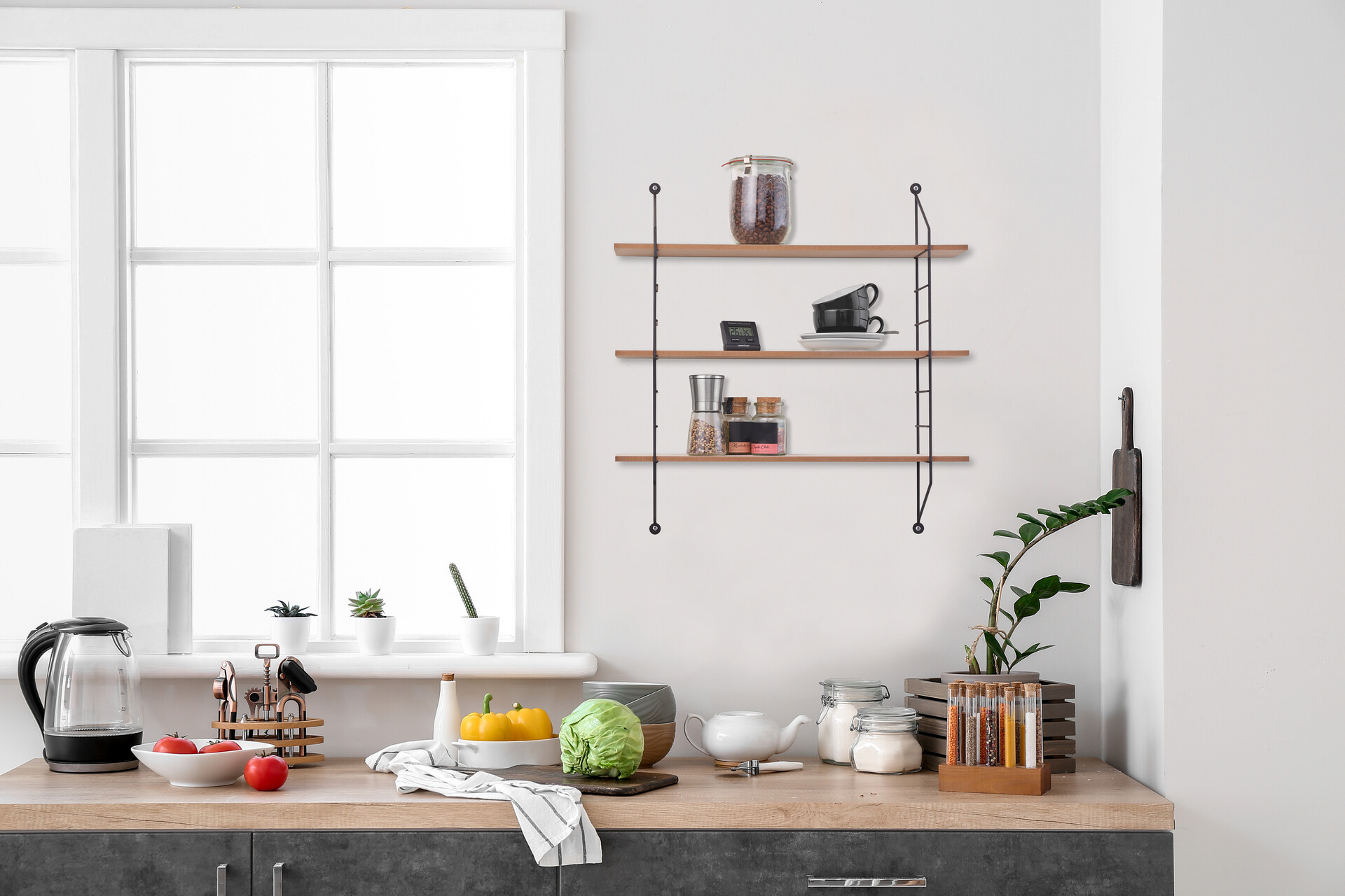 Wandregal Ella schwarz B/H/T: ca. 60x62x15 cm