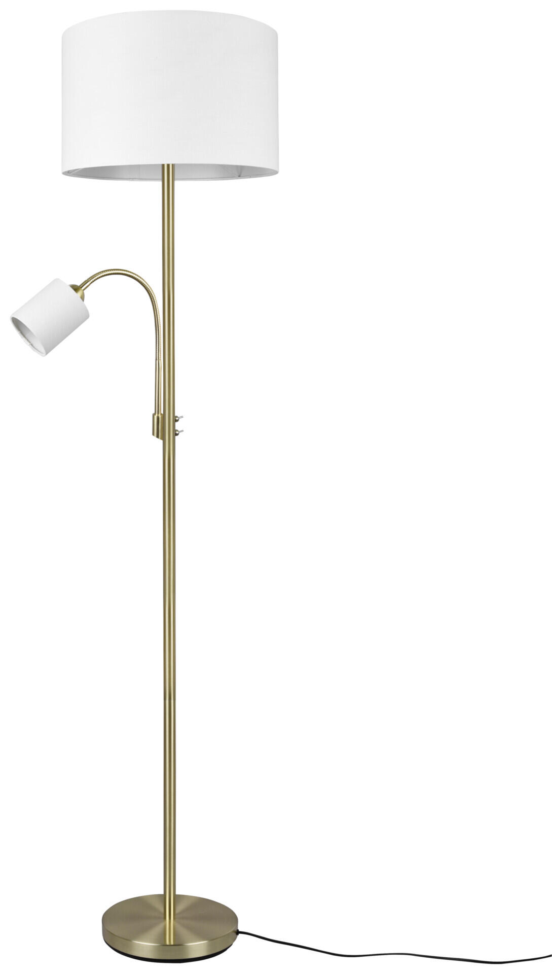 TRIO Stehleuchte Hotel messing weiß Metall Stoff H/D: ca. 170x40 cm E27 2 Brennstellen