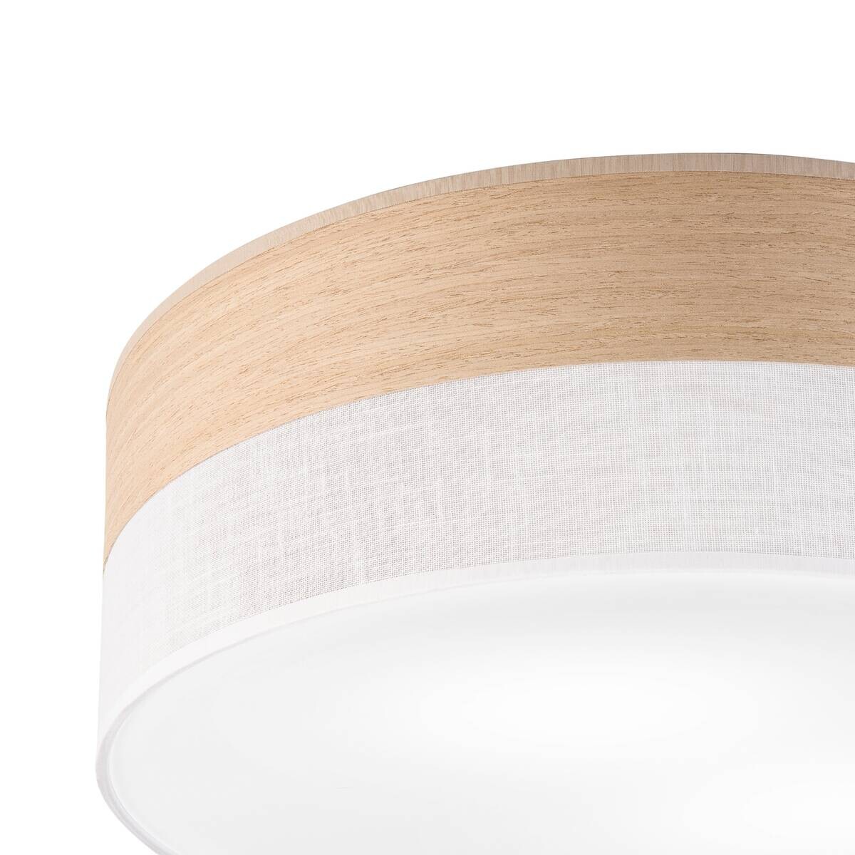 Lamkur Deckenleuchte Eiche weiß PVC Holz B/H/L: ca. 45x15x45 cm E27 2 Brennstellen