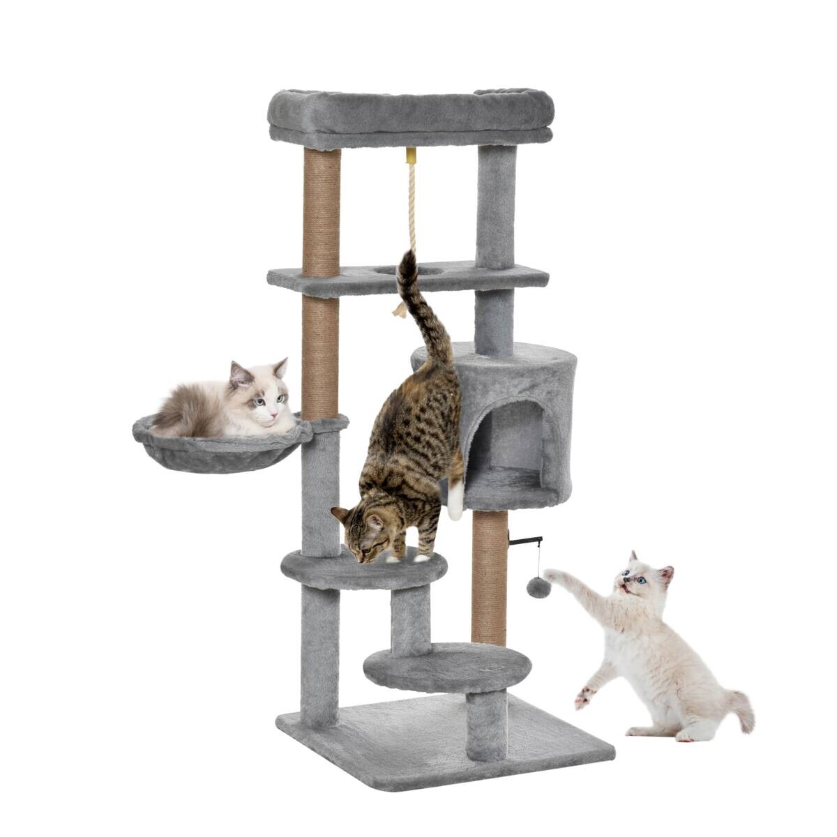 PawHut Kratzbaum hellgrau Spanplatte B/H/L: ca. 48x48x120 cm